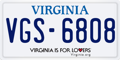 VA license plate VGS6808