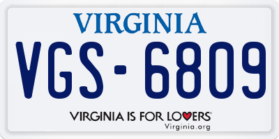 VA license plate VGS6809