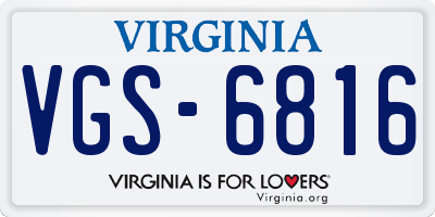VA license plate VGS6816