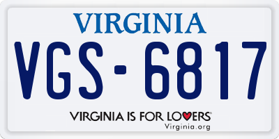 VA license plate VGS6817