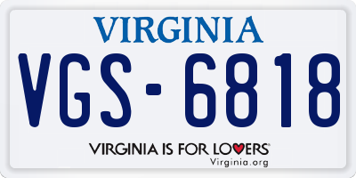 VA license plate VGS6818
