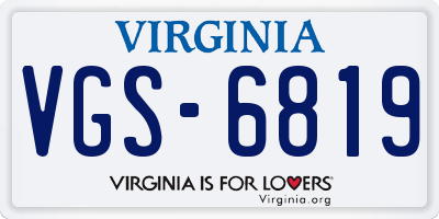 VA license plate VGS6819