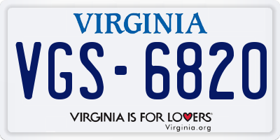 VA license plate VGS6820
