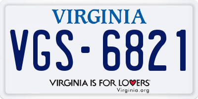 VA license plate VGS6821