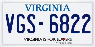VA license plate VGS6822