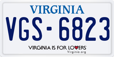 VA license plate VGS6823