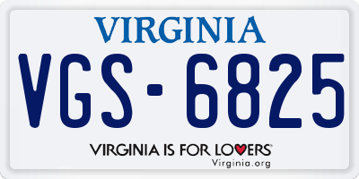 VA license plate VGS6825