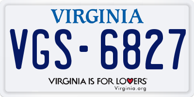 VA license plate VGS6827