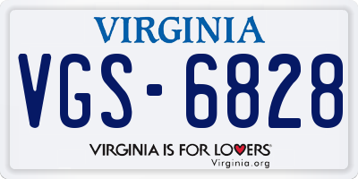 VA license plate VGS6828