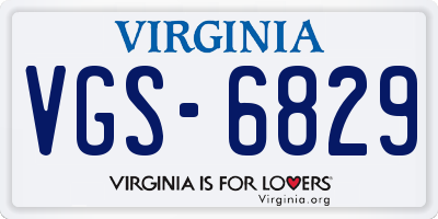VA license plate VGS6829