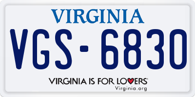 VA license plate VGS6830
