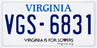 VA license plate VGS6831