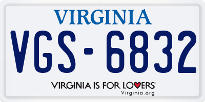 VA license plate VGS6832