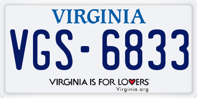 VA license plate VGS6833