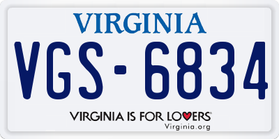 VA license plate VGS6834