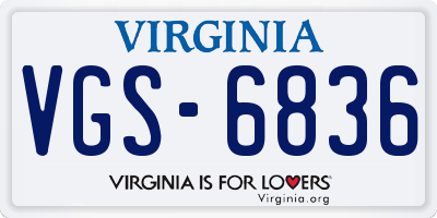 VA license plate VGS6836