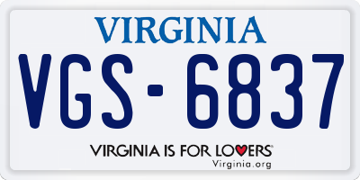 VA license plate VGS6837