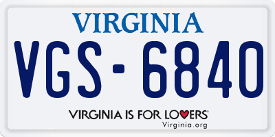 VA license plate VGS6840