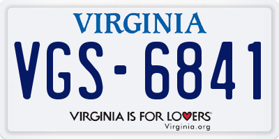 VA license plate VGS6841