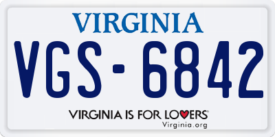 VA license plate VGS6842