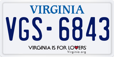 VA license plate VGS6843