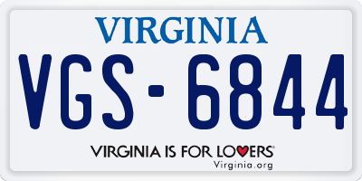 VA license plate VGS6844