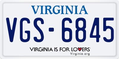 VA license plate VGS6845