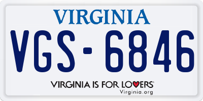 VA license plate VGS6846