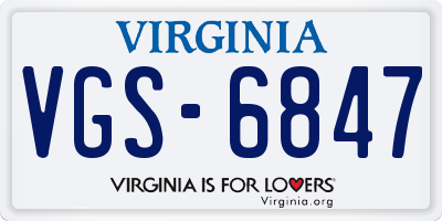 VA license plate VGS6847