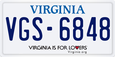 VA license plate VGS6848