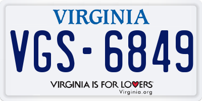VA license plate VGS6849