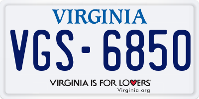 VA license plate VGS6850