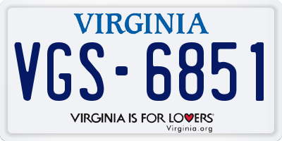 VA license plate VGS6851