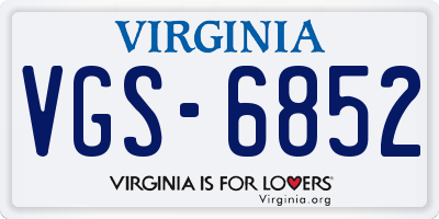 VA license plate VGS6852