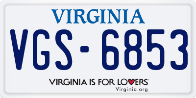 VA license plate VGS6853