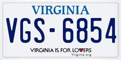 VA license plate VGS6854