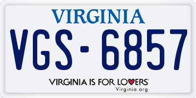 VA license plate VGS6857