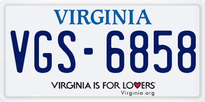 VA license plate VGS6858