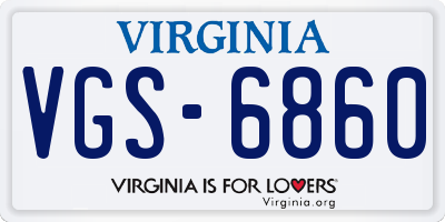 VA license plate VGS6860