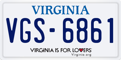 VA license plate VGS6861