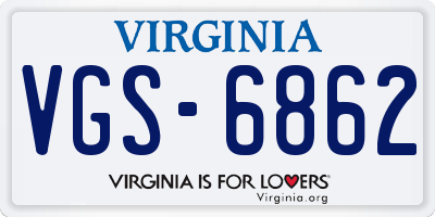 VA license plate VGS6862