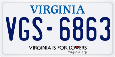 VA license plate VGS6863