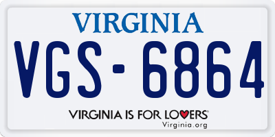 VA license plate VGS6864