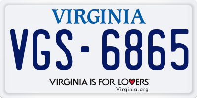 VA license plate VGS6865