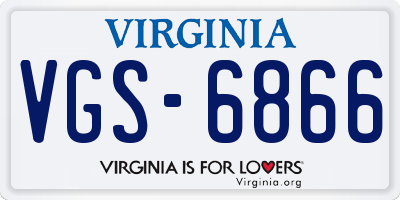 VA license plate VGS6866