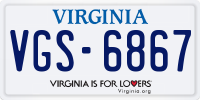 VA license plate VGS6867