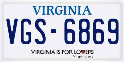 VA license plate VGS6869