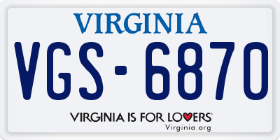 VA license plate VGS6870