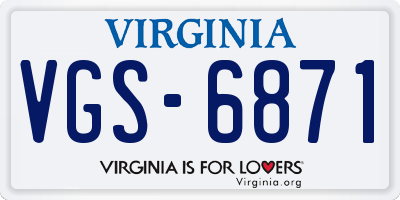 VA license plate VGS6871