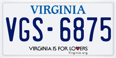VA license plate VGS6875